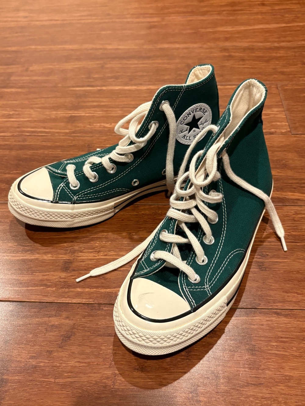 Converse High Top Sneakers in Dark Green with White Accents